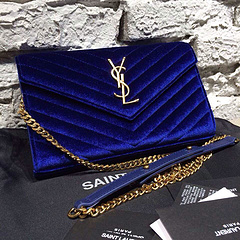2015 New Saint Laurent Bag Cheap Sale-CLASSIC LARGE MONOGRAM SAINT LAURENT SATCHEL IN Y0130 Royal Blue VELET&LEATHER